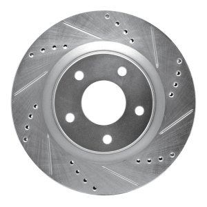 Nissan Juke Brake Rotor (1) - Front Right - R1 Concepts - Drilled & Slotted - Silver - `11-`19